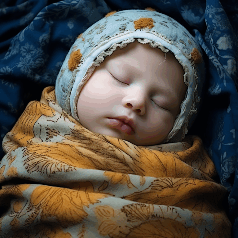 Schlafendes Baby in Decke eingekuschelt – gesunder Babyschlaf bei Frauenwohl & Babyglück Bochum.