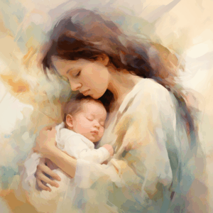 Symbolbild: Mutter hält ihr Baby innig im Arm – Bondingbad und Gespräch zur Geburtsverarbeitung bei Frauenwohl & Babyglück Bochum.
