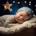 Schlafendes Baby liegt im Bettchen unter Sternendeko – gesunder Babyschlaf bei Frauenwohl & Babyglück Bochum.
